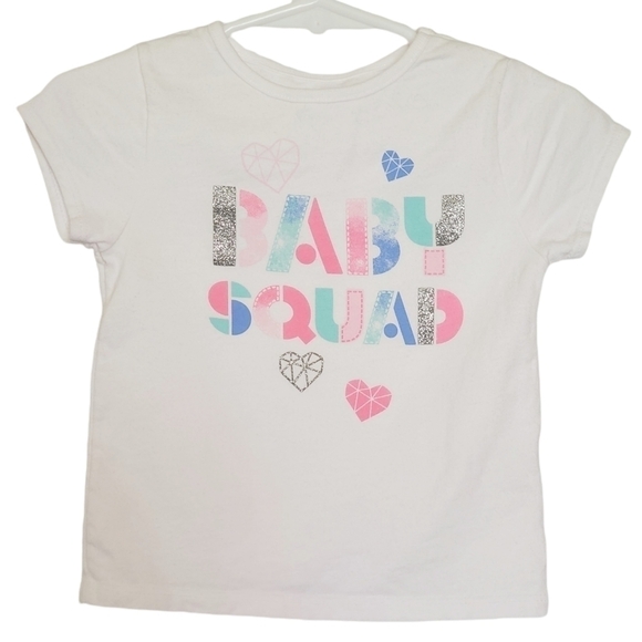 K1302 * Garanimals Baby Squad Tee Glitter Lettering White Pink Blue Size 18M - Picture 1 of 6